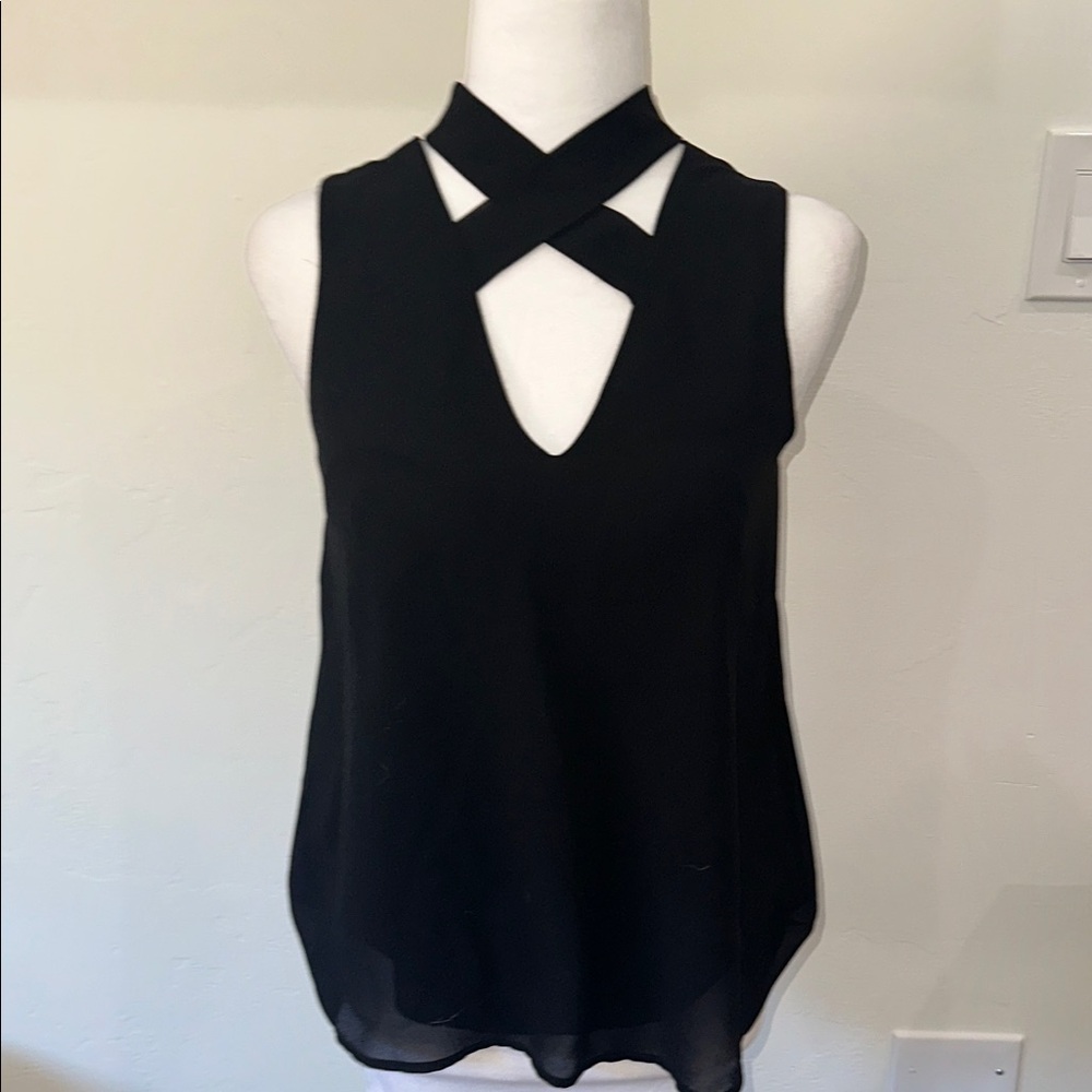 🔵 Naked Zebra Black Crisscross Halter Top